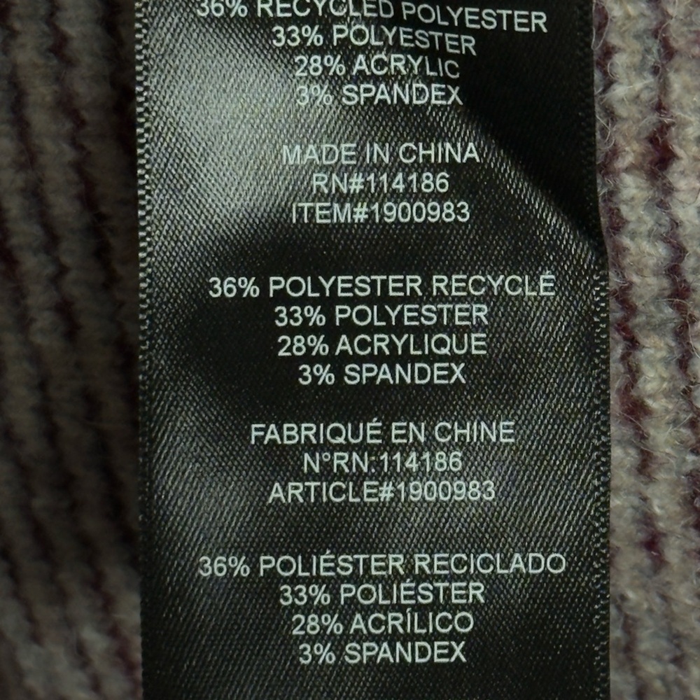 New Frye New Cozy Geometric Open Front Burgundy White Cardigan Size L - Picture 9 of 10